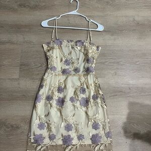 Lucy in the Sky Cream and Purple Floral Mini Dress
